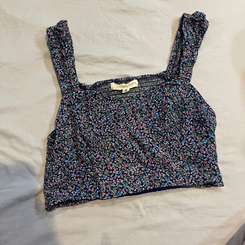 Rewind Navy Floral Tank Top